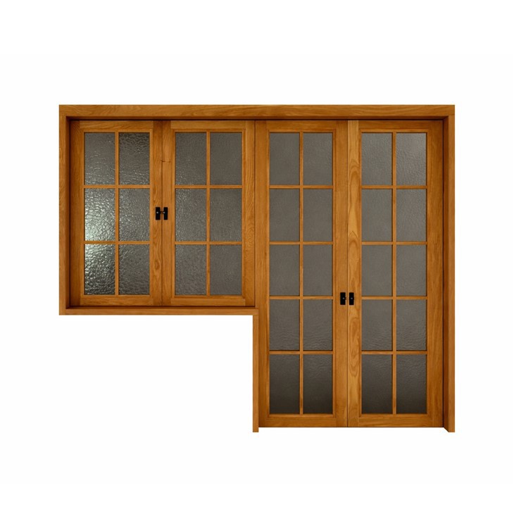 ประตูไม้พร้อมหน้าต่างกระจก